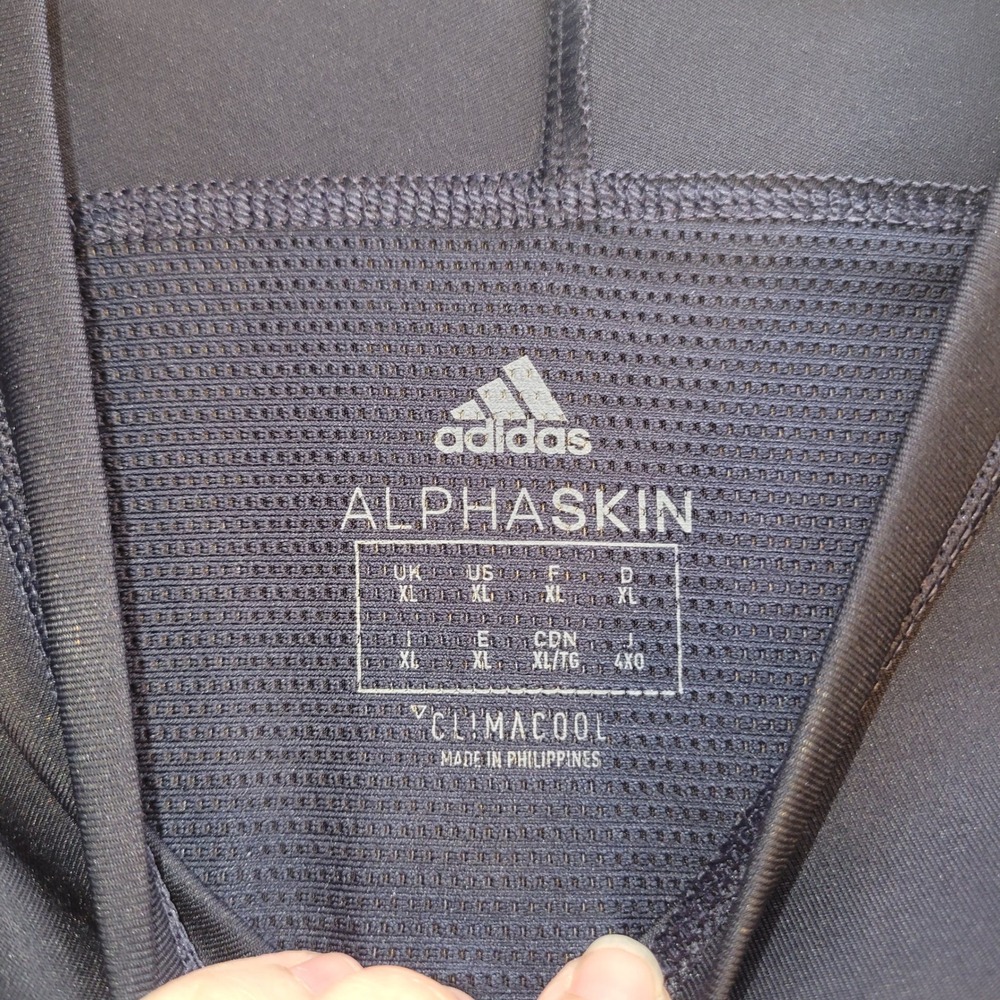 Adidas Alphaskin Climacool Mens XL Navy Blue Compression Short Sleeve Shirt - Picture 4 of 9